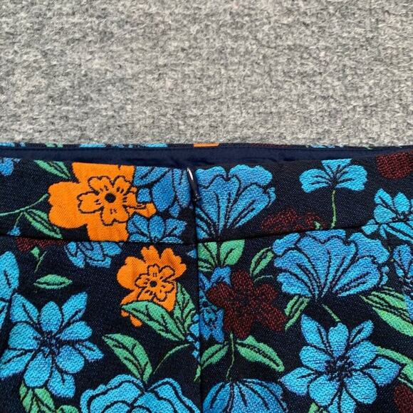 Loft Skirt Womens 6 Navy Multi Floral Pencil Inner Lined Back Zipper Woven Mini - Picture 8 of 12